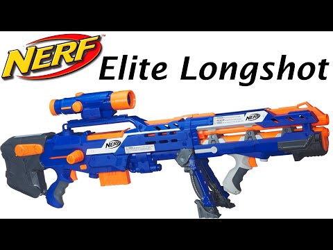 2006 Blue Nerf Gun Longshot CS6 NStrike Sniper Rifle Gun With  Attachments/Mag